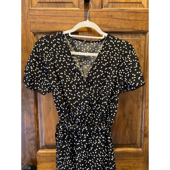 Heart Dress Size XL Elastic Waist Flutter Sleeves Flowy Slimming Faux Wrap Style - Picture 2 of 10